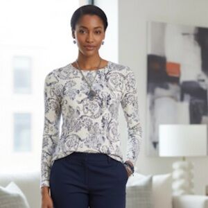 NWT Chico's Moody Snake Print Base Layering Long Sleeve Tee S